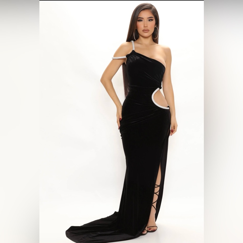 VELVET GOWN CUT OUT MAXI GOWN- Embellished and beautiful